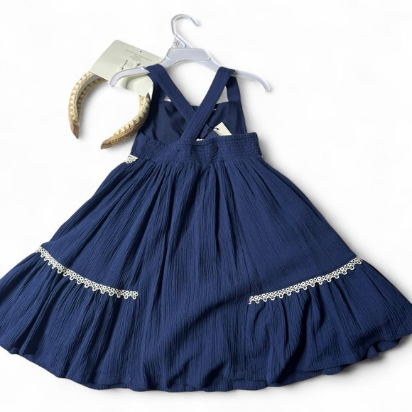 Rachel Zoe Toddler Girl Floral Embroidered Navy Dress + Headband Size 4 NWT - Picture 5 of 9